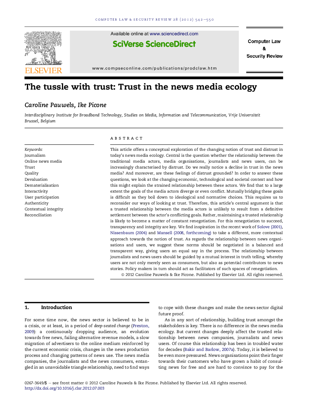 The tussle with trust: Trust in the news media ecology