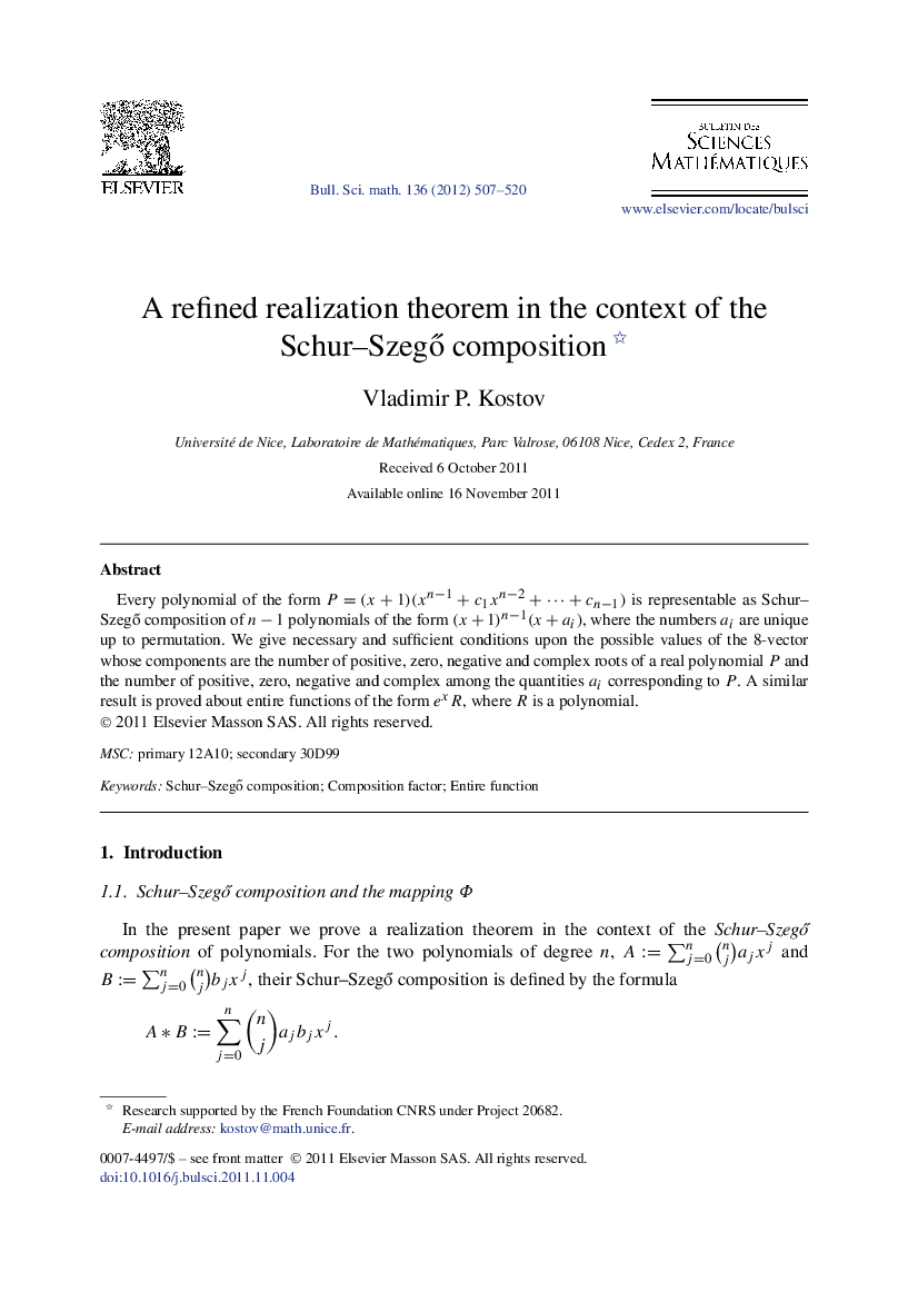 A refined realization theorem in the context of the Schur–Szegő composition 