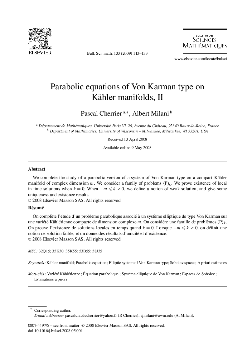 Parabolic equations of Von Karman type on Kähler manifolds, II