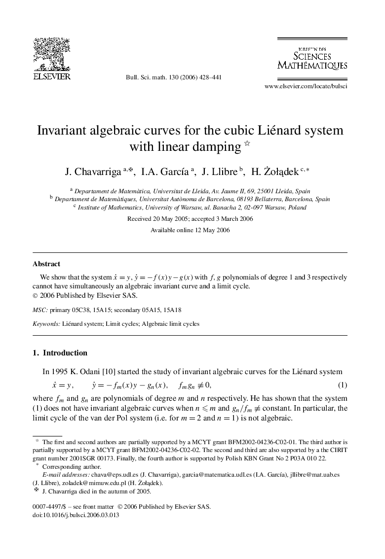 Invariant algebraic curves for the cubic Liénard system with linear damping 