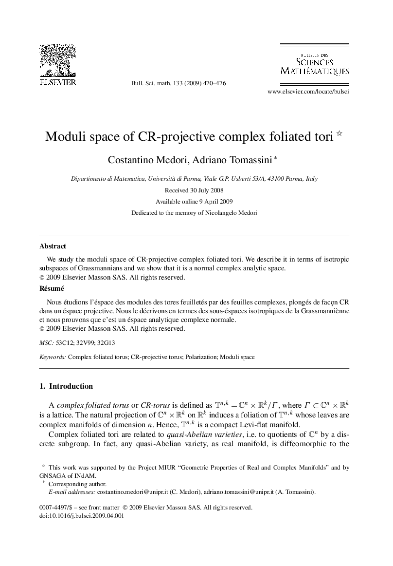 Moduli space of CR-projective complex foliated tori 