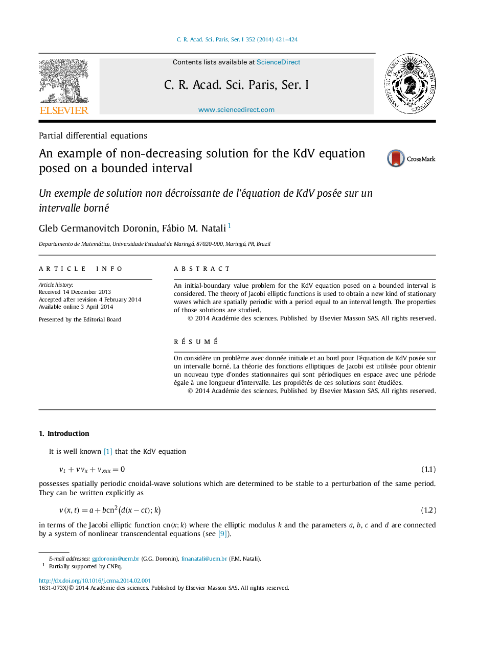 An example of non-decreasing solution for the KdV equation posed on a bounded interval