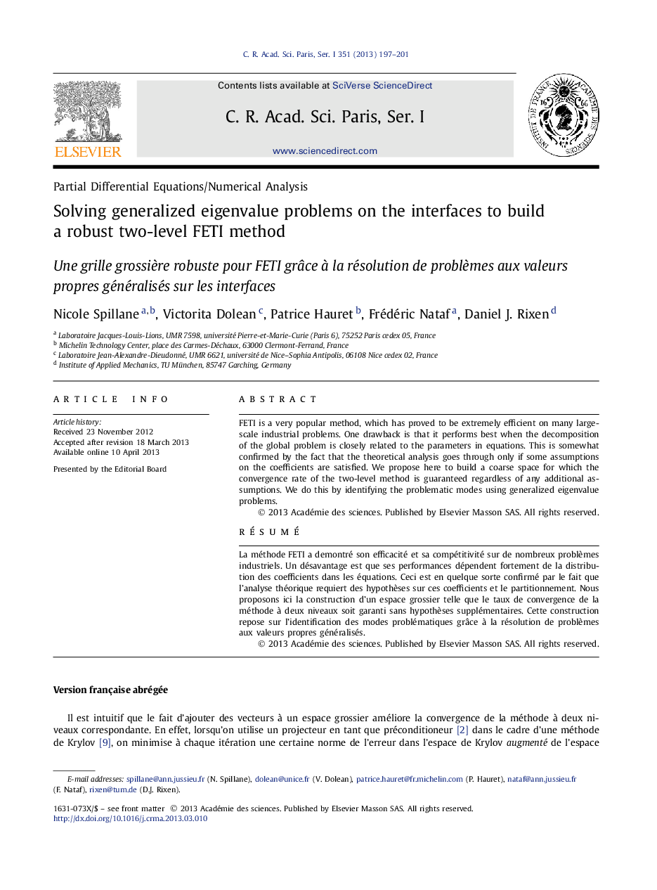 Solving generalized eigenvalue problems on the interfaces to build a robust two-level FETI method