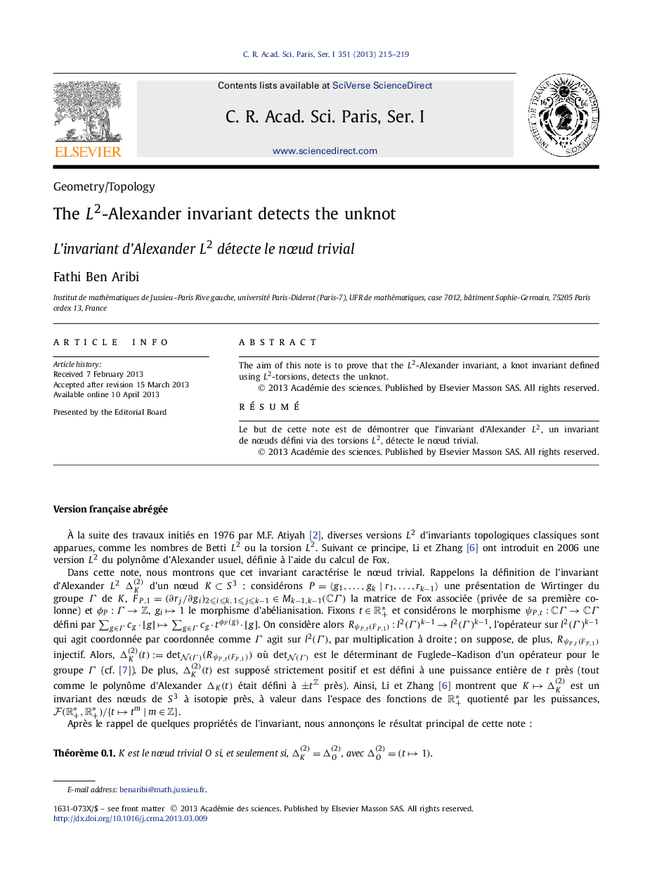 The L2-Alexander invariant detects the unknot