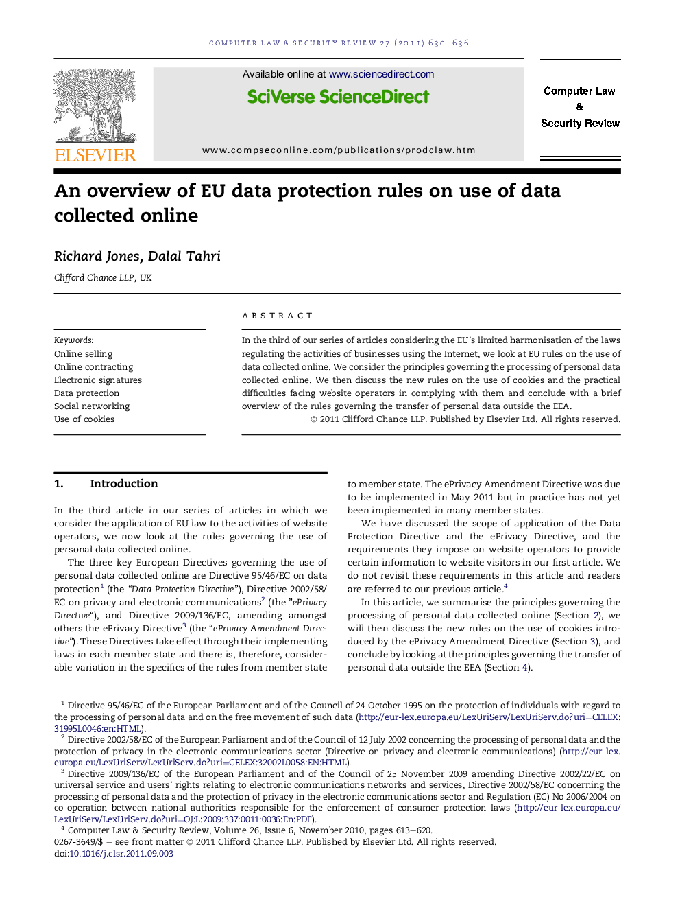 An overview of EU data protection rules on use of data collected online