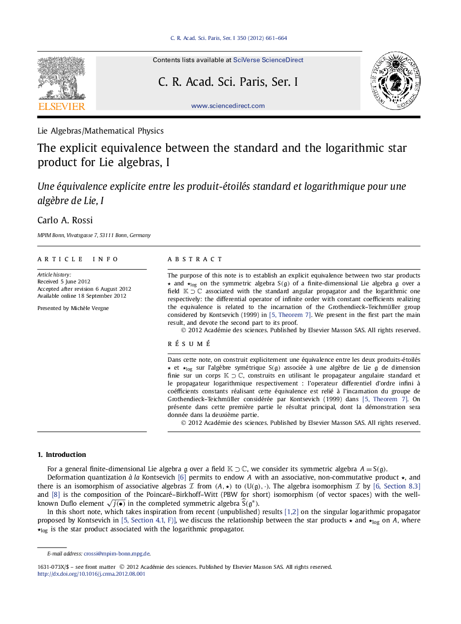 The explicit equivalence between the standard and the logarithmic star product for Lie algebras, I