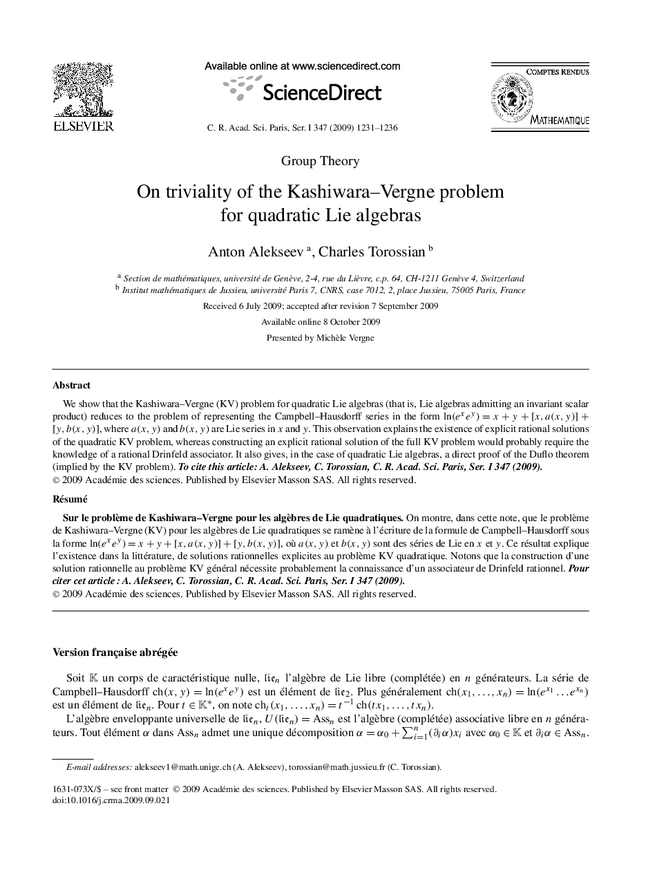 On triviality of the Kashiwara–Vergne problem for quadratic Lie algebras