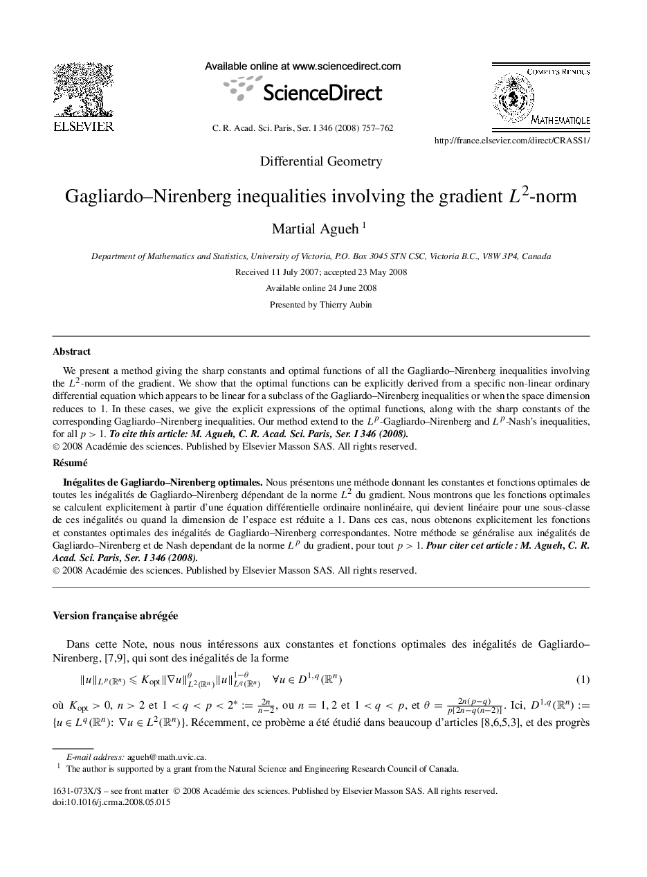 Gagliardo–Nirenberg inequalities involving the gradient L2-norm