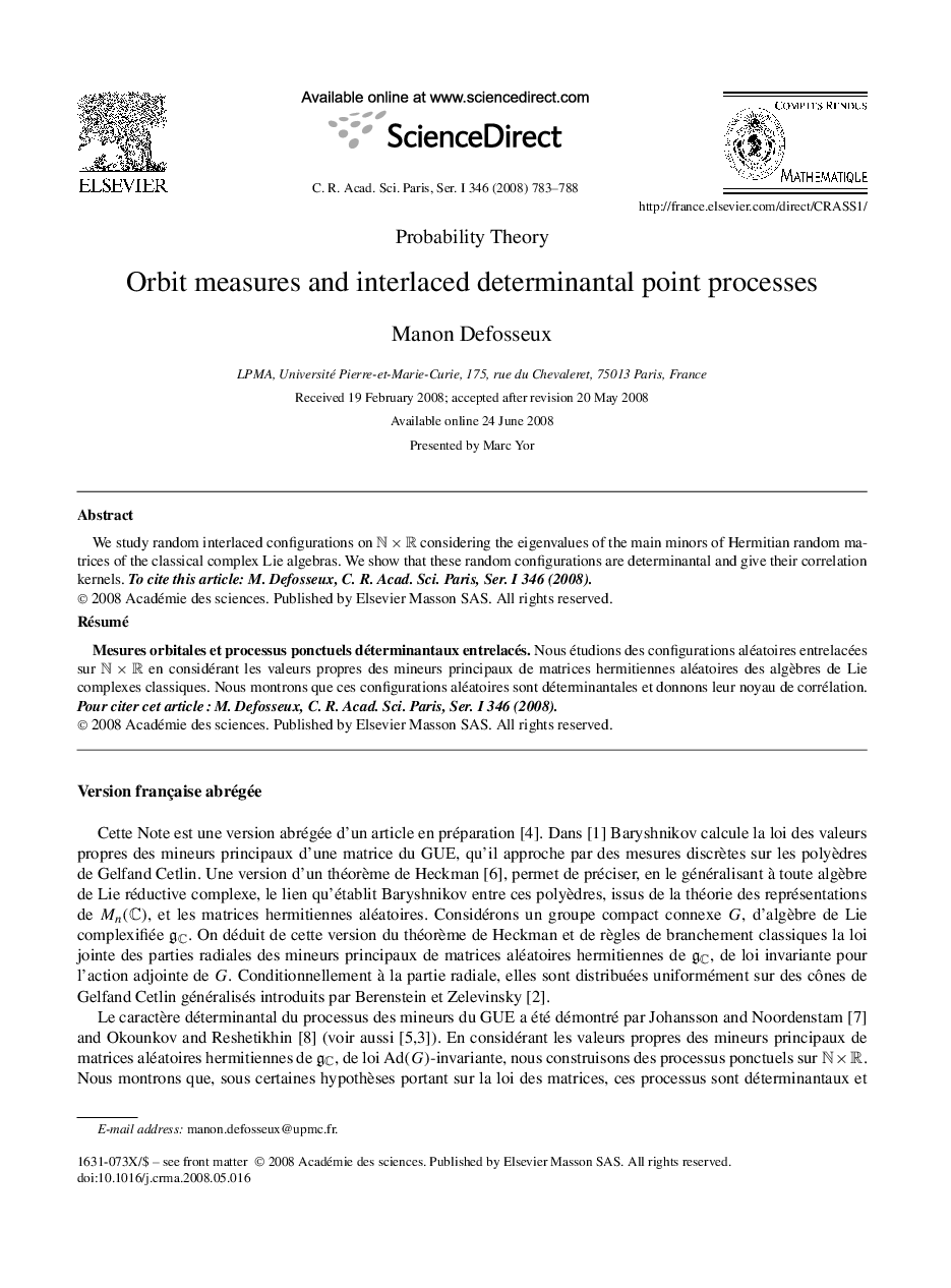 Orbit measures and interlaced determinantal point processes