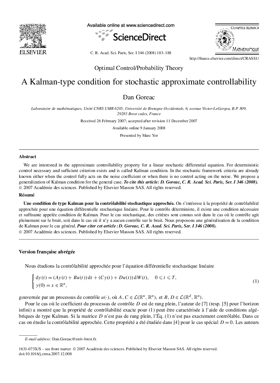 A Kalman-type condition for stochastic approximate controllability