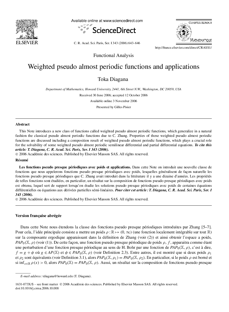 Weighted pseudo almost periodic functions and applications