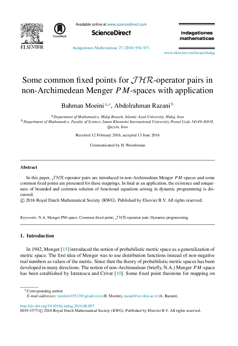 Some common fixed points for JHRJHR-operator pairs in non-Archimedean Menger PMPM-spaces with application