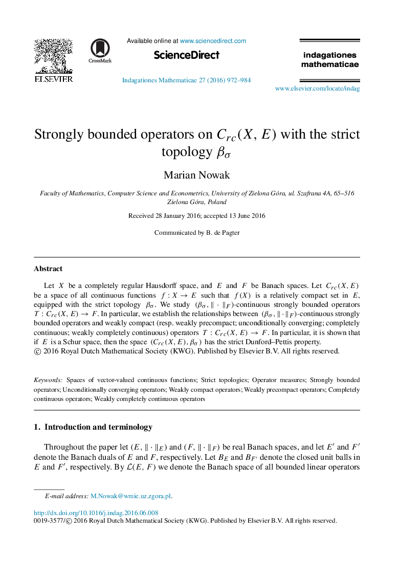 Strongly bounded operators on Crc(X,E)Crc(X,E) with the strict topology βσβσ