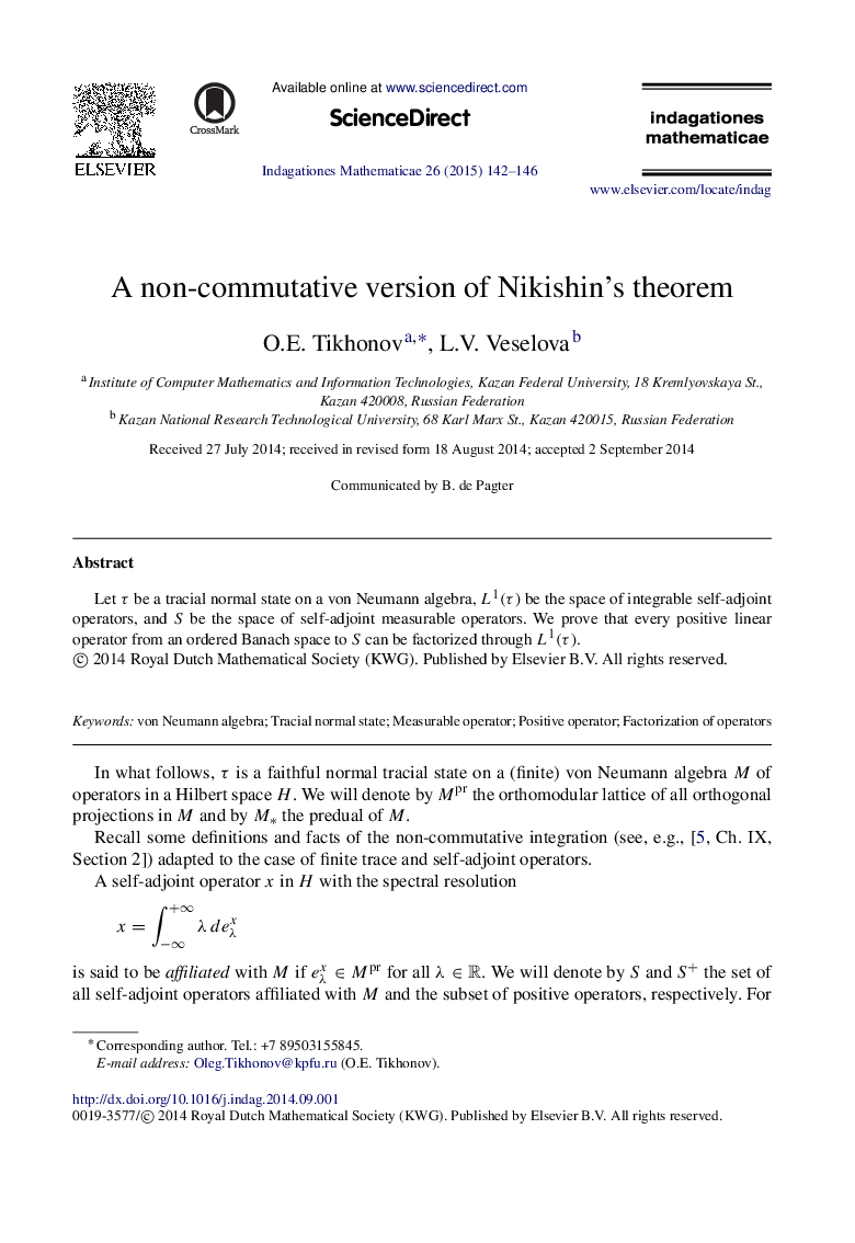 A non-commutative version of Nikishin’s theorem