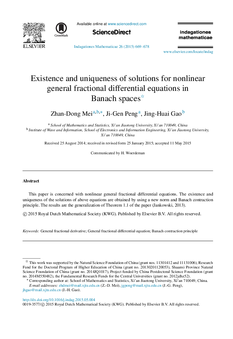 Existence and uniqueness of solutions for nonlinear general fractional differential equations in Banach spaces 