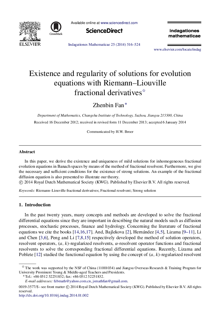 Existence and regularity of solutions for evolution equations with Riemann–Liouville fractional derivatives 