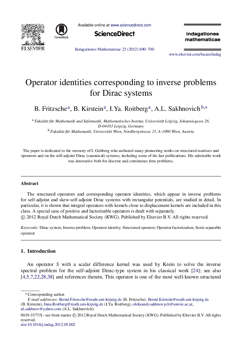 Operator identities corresponding to inverse problems for Dirac systems