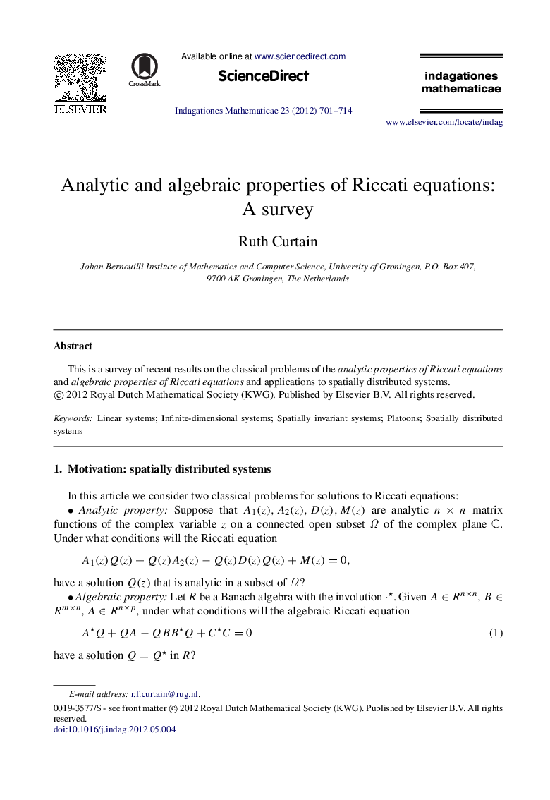 Analytic and algebraic properties of Riccati equations: A survey