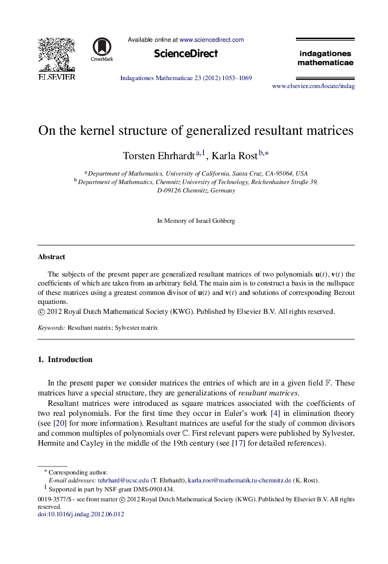 On the kernel structure of generalized resultant matrices