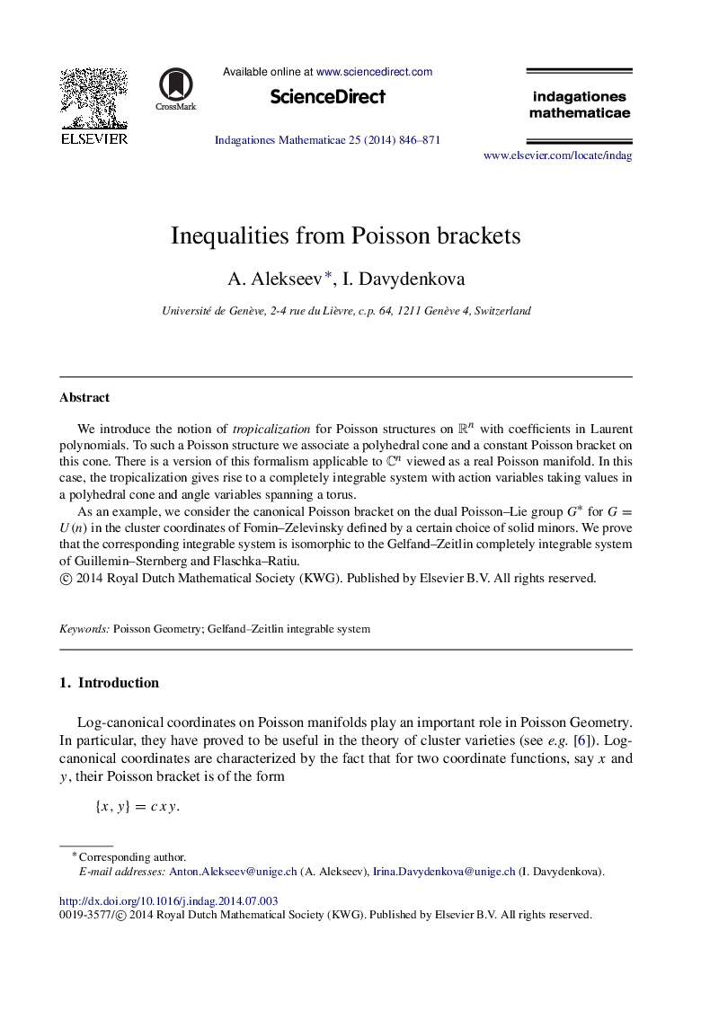 Inequalities from Poisson brackets