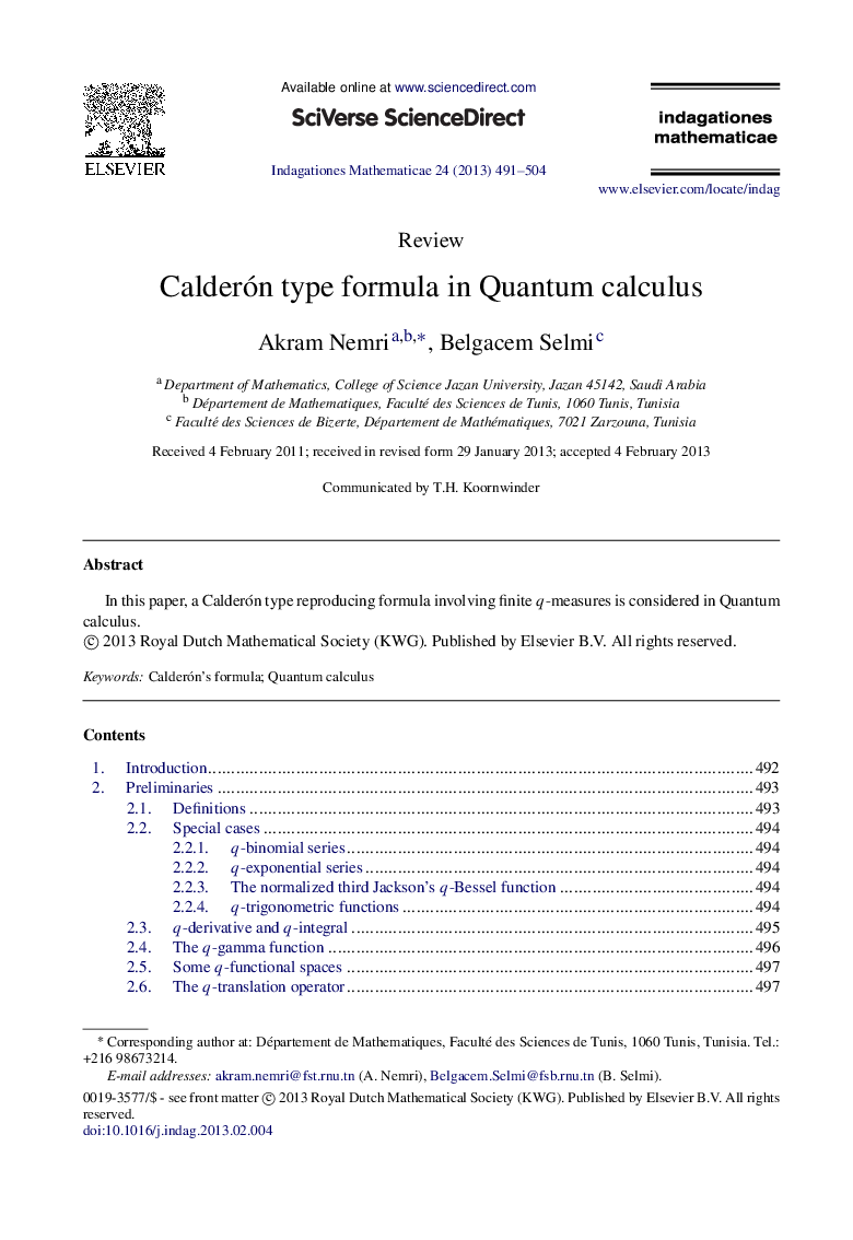 Calderón type formula in Quantum calculus