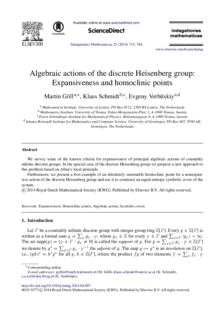 Algebraic actions of the discrete Heisenberg group: Expansiveness and homoclinic points
