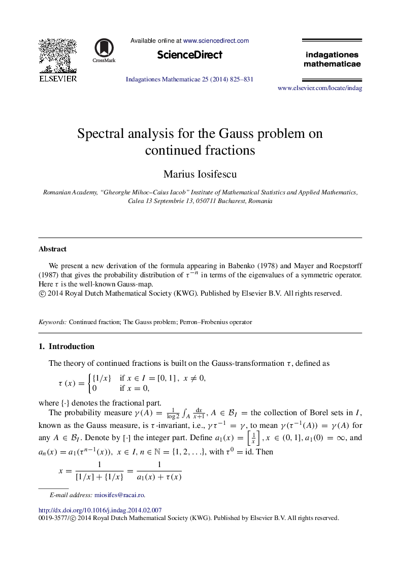 Spectral analysis for the Gauss problem on continued fractions