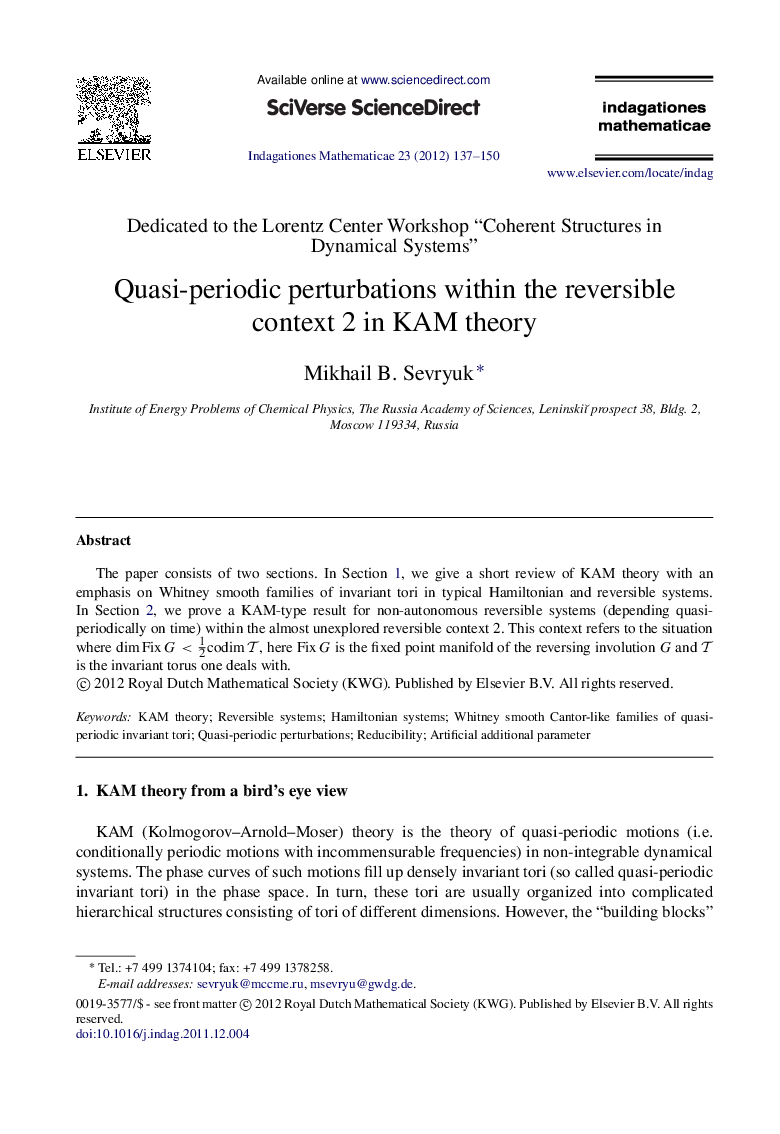 Quasi-periodic perturbations within the reversible context 2 in KAM theory