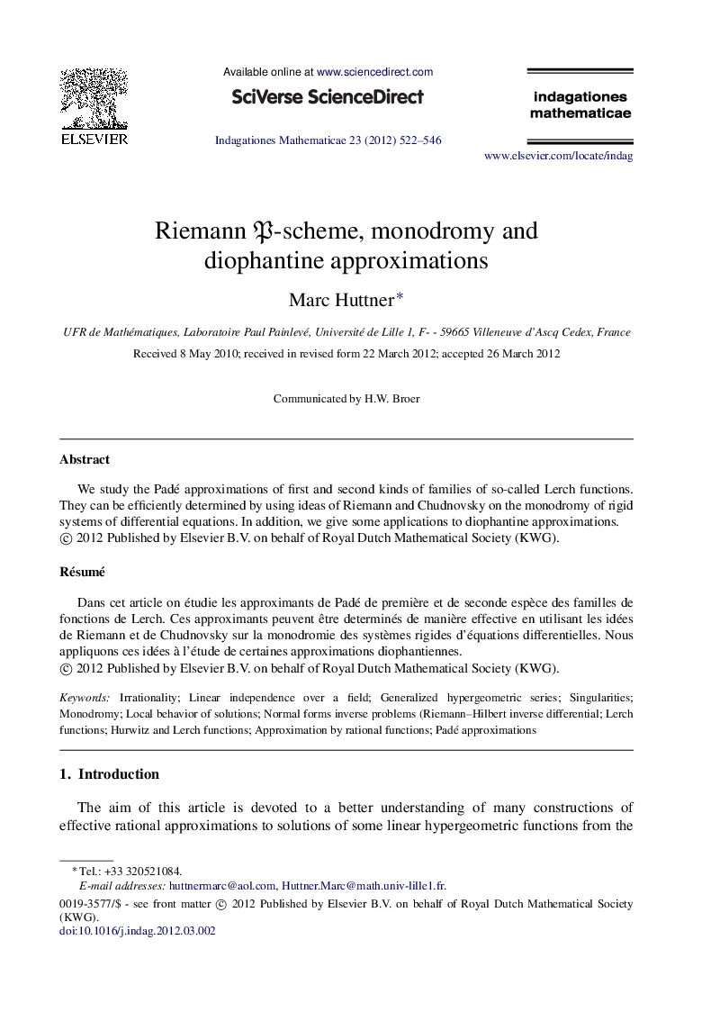 Riemann PP-scheme, monodromy and diophantine approximations