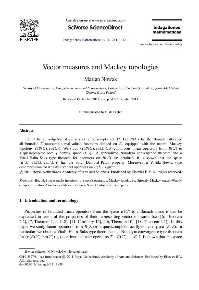 Vector measures and Mackey topologies