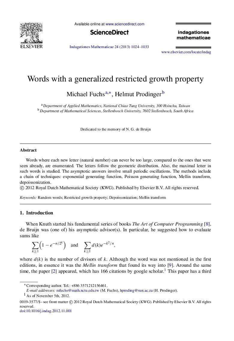 Words with a generalized restricted growth property