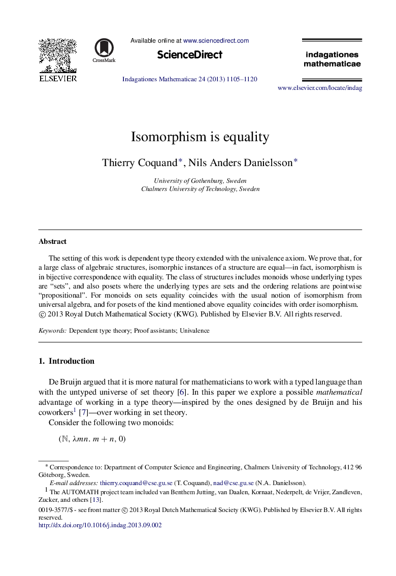 Isomorphism is equality