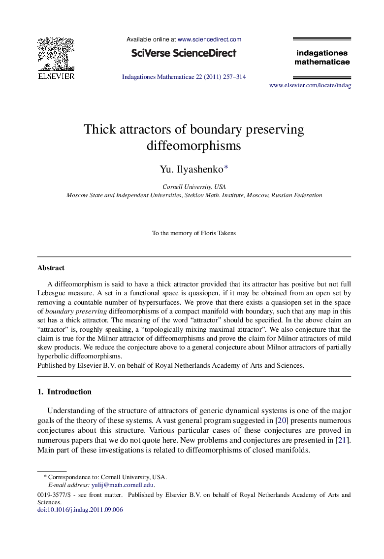 Thick attractors of boundary preserving diffeomorphisms