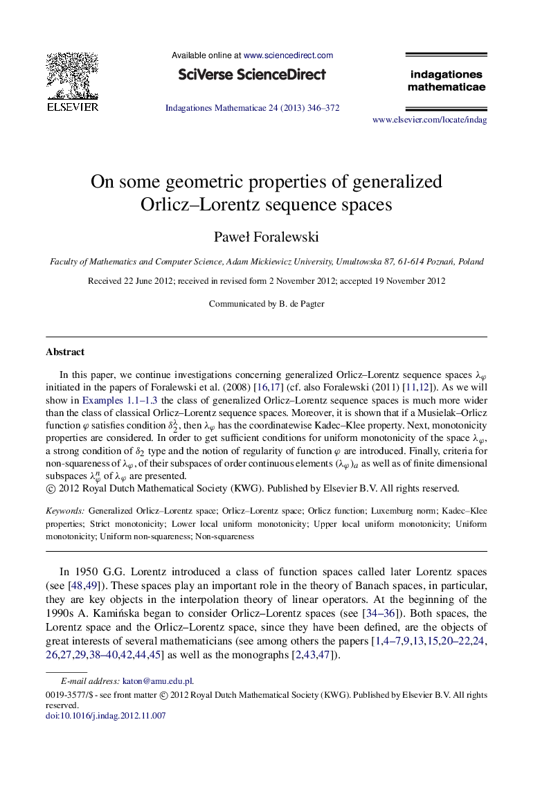On some geometric properties of generalized Orlicz-Lorentz sequence spaces