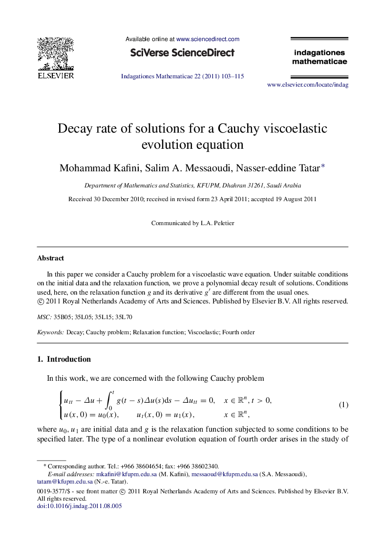Decay rate of solutions for a Cauchy viscoelastic evolution equation