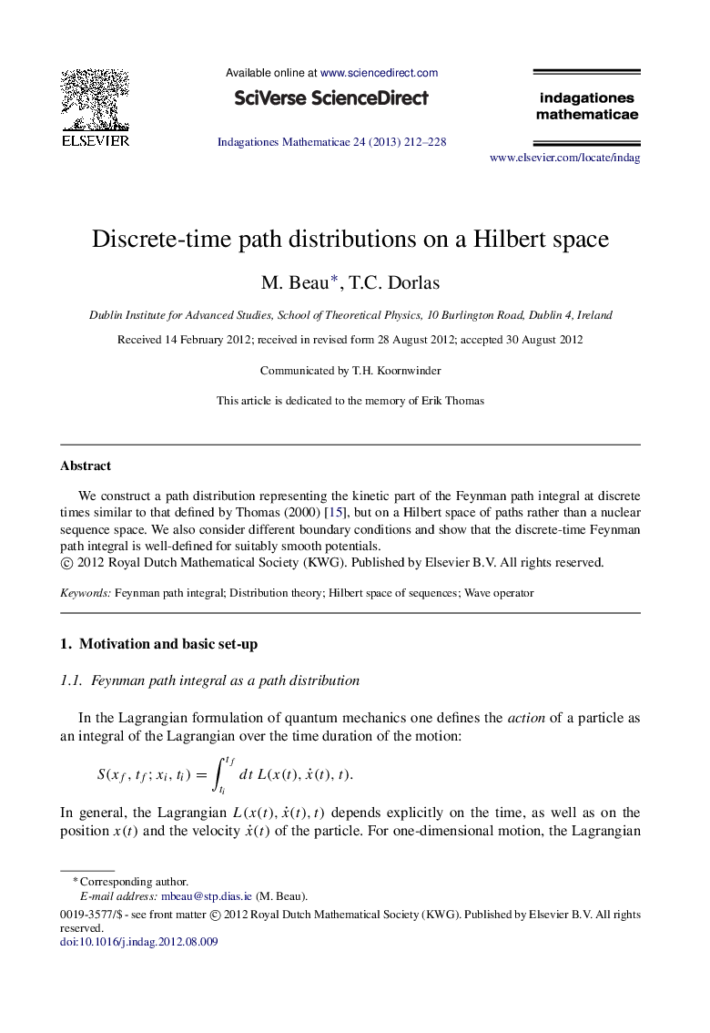 Discrete-time path distributions on a Hilbert space