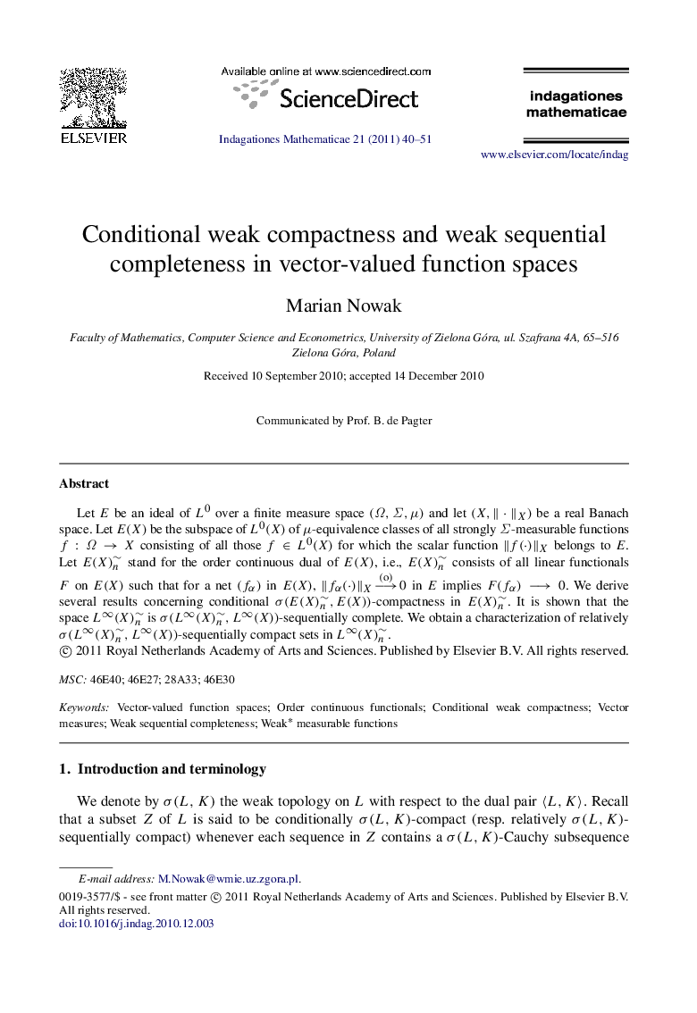 Conditional weak compactness and weak sequential completeness in vector-valued function spaces