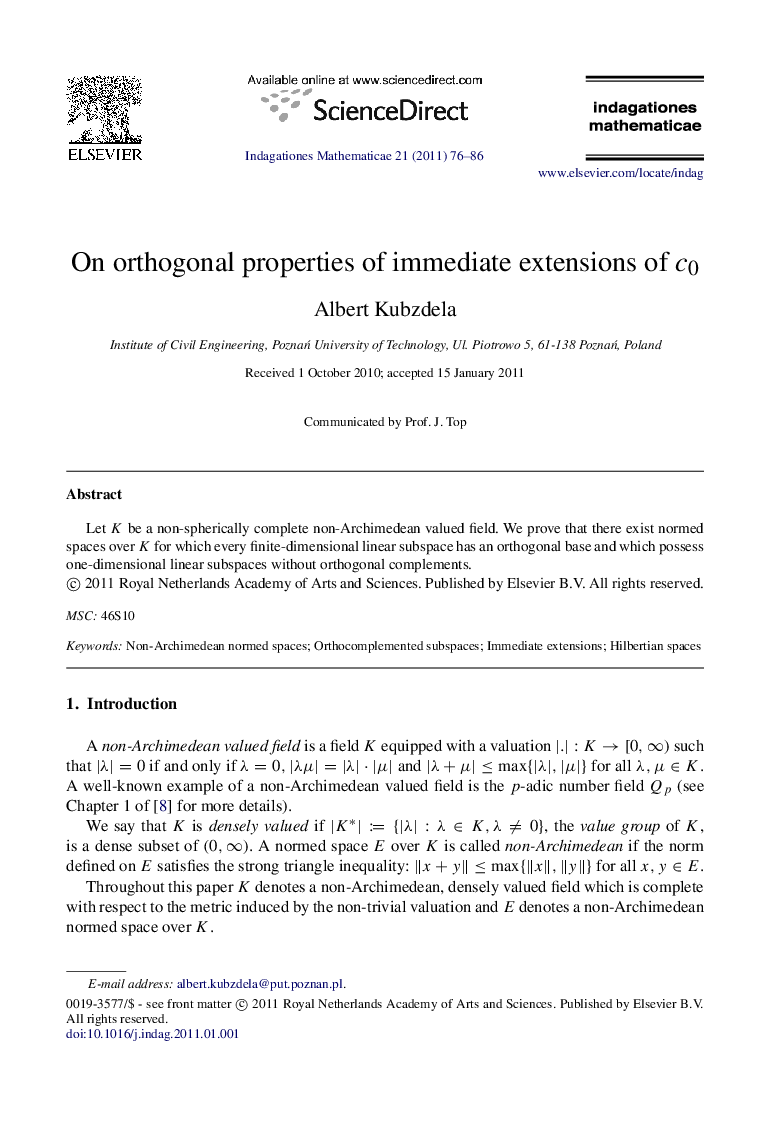 On orthogonal properties of immediate extensions of c0c0
