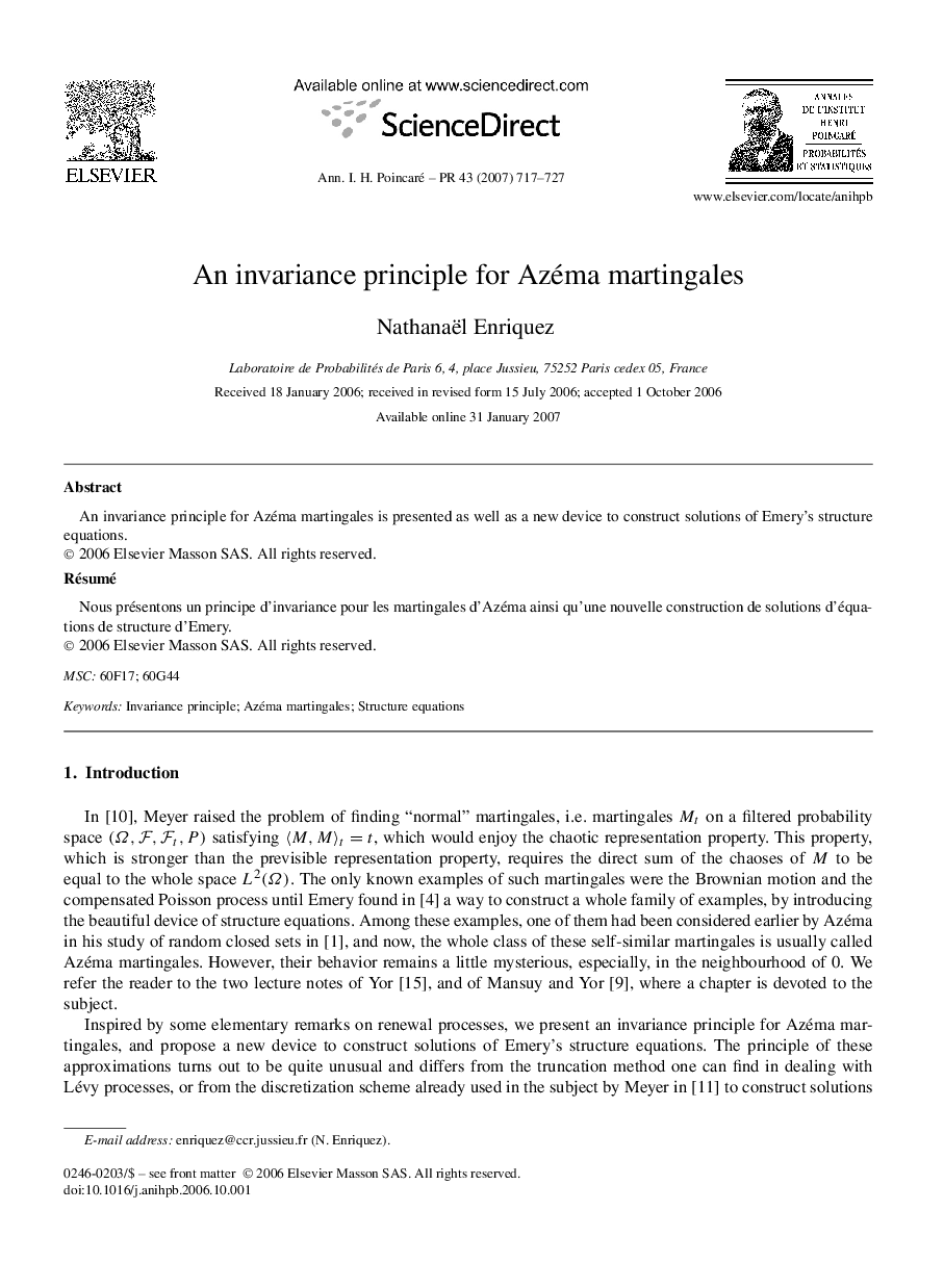 An invariance principle for Azéma martingales