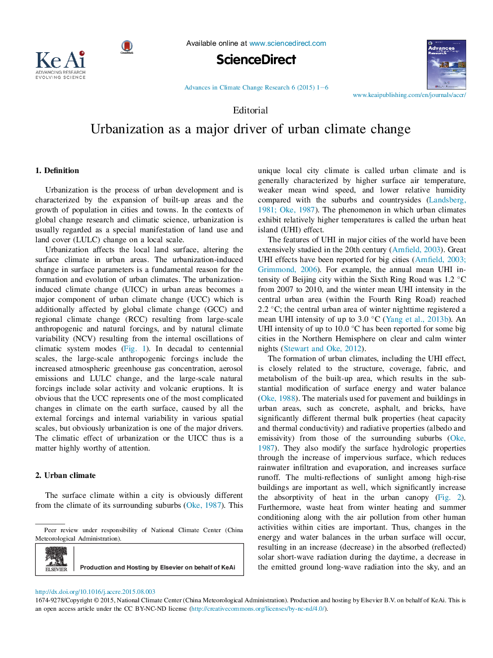 Urbanization as a major driver of urban climate change