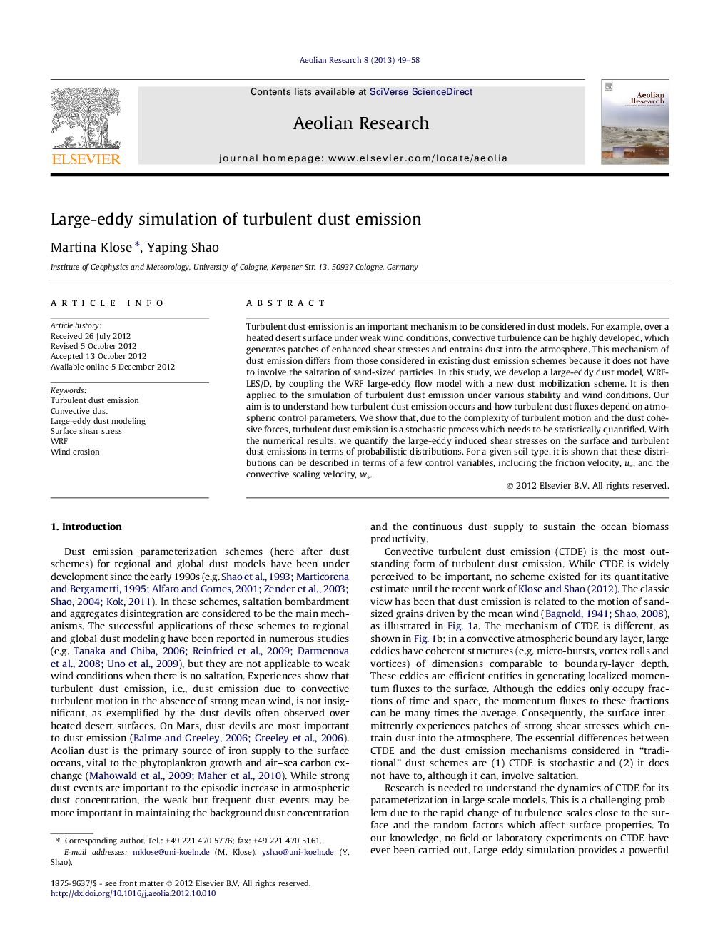 Large-eddy simulation of turbulent dust emission