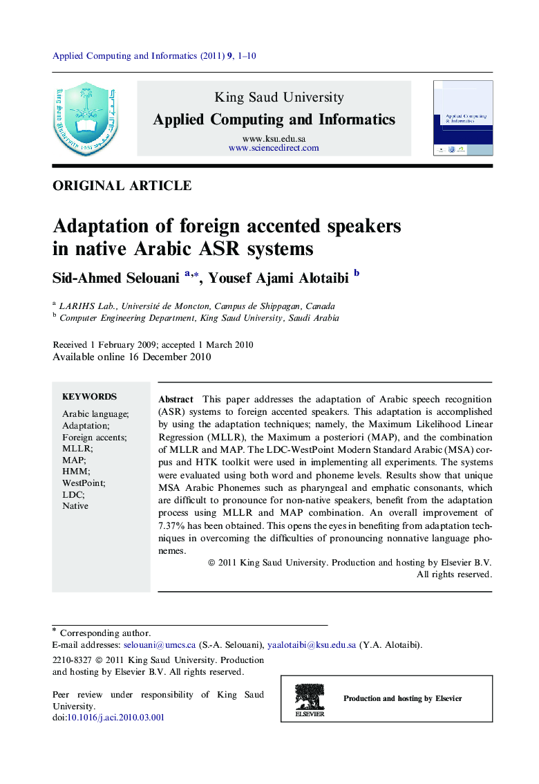 Adaptation of foreign accented speakers in native Arabic ASR systems