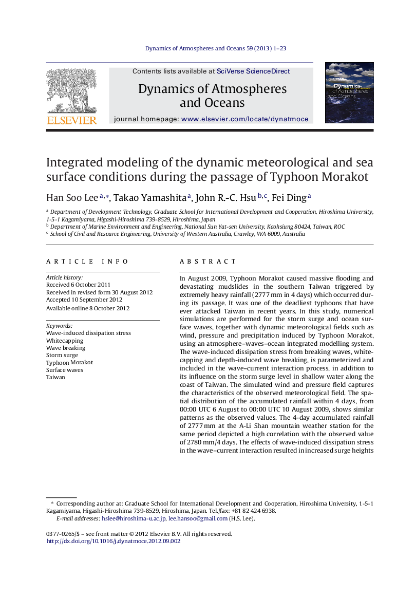 Integrated modeling of the dynamic meteorological and sea surface conditions during the passage of Typhoon Morakot