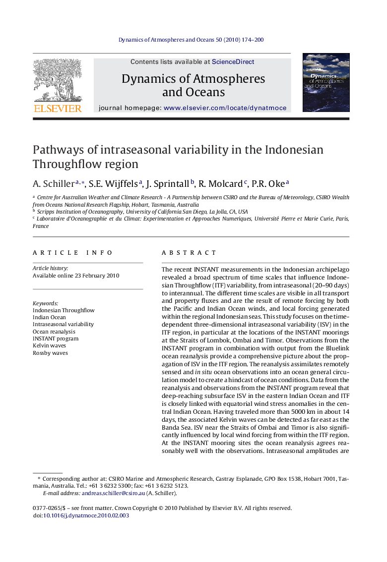 Pathways of intraseasonal variability in the Indonesian Throughflow region