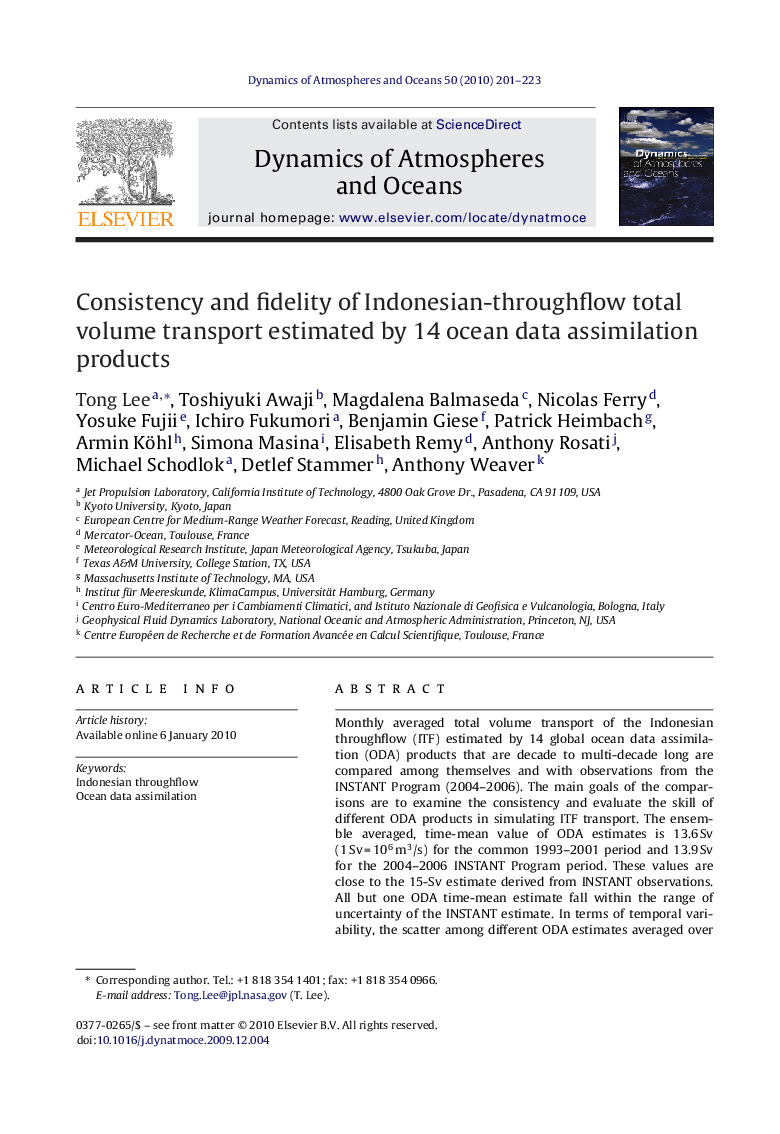 Consistency and fidelity of Indonesian-throughflow total volume transport estimated by 14 ocean data assimilation products