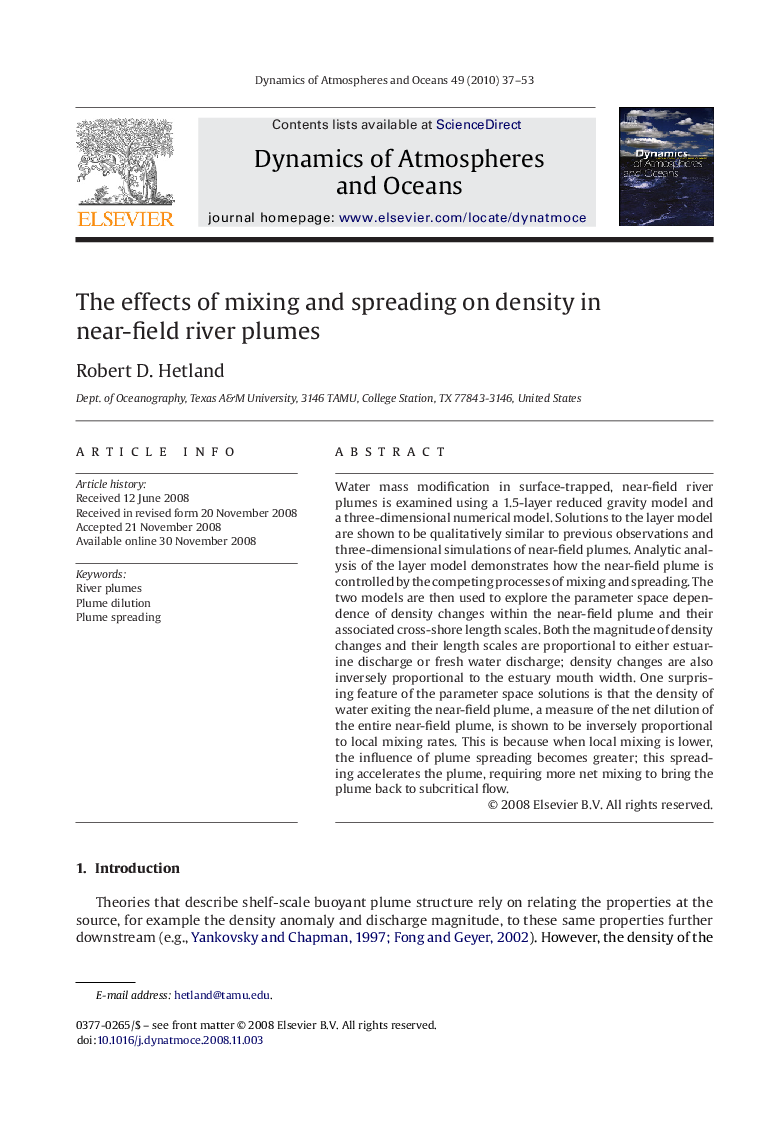 The effects of mixing and spreading on density in near-field river plumes