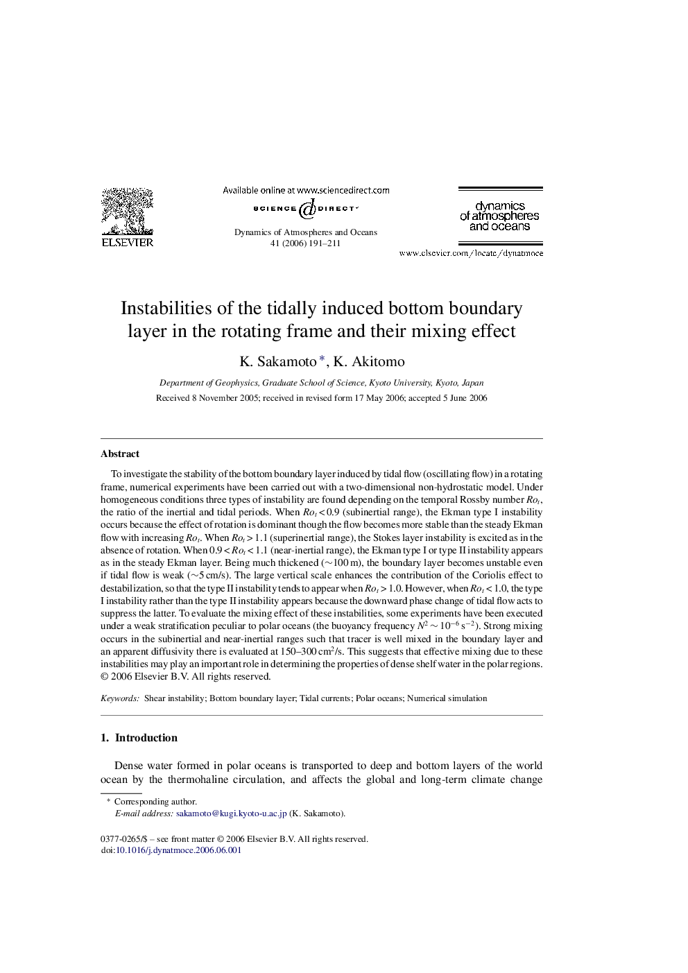 Instabilities of the tidally induced bottom boundary layer in the rotating frame and their mixing effect