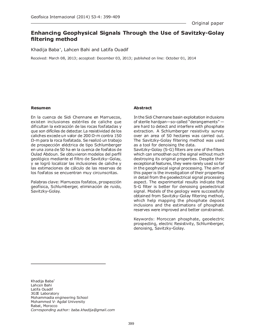 Enhancing Geophysical Signals Through the Use of Savitzky-Golay filtering method