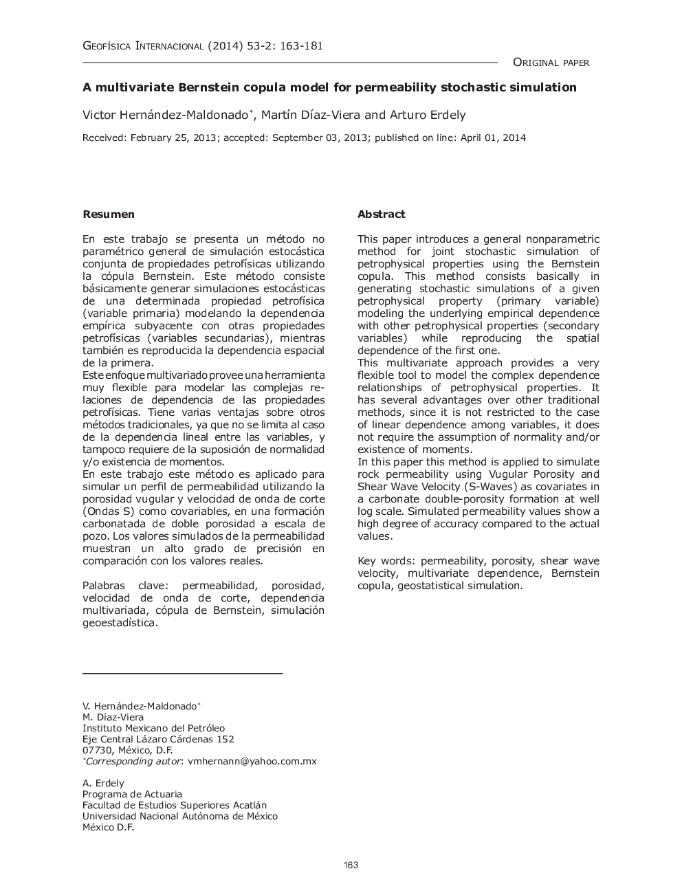 A multivariate Bernstein copula model for permeability stochastic simulation