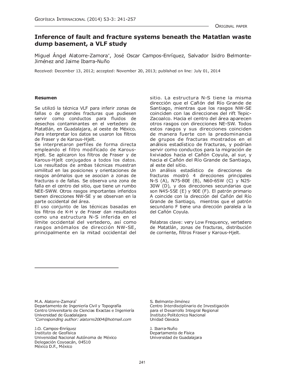 Inference of fault and fracture systems beneath the Matatlan waste dump basement, a VLF study